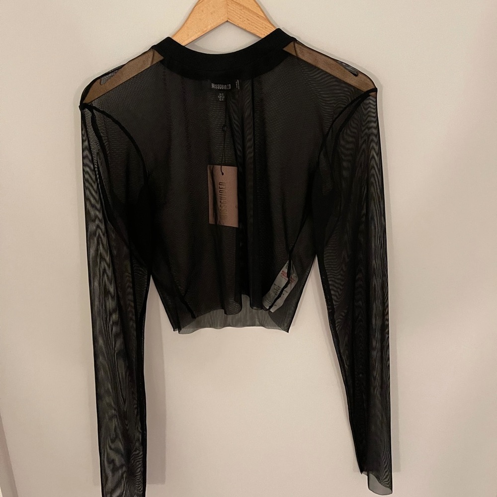 MISSGUIDED Black Long Sleeve Mesh Top